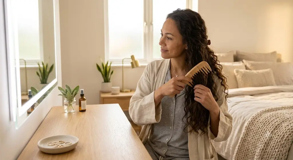Gentle detangling using a wide-tooth comb