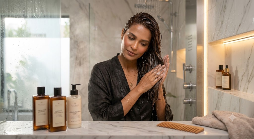 Applying conditioner to color-treated hair