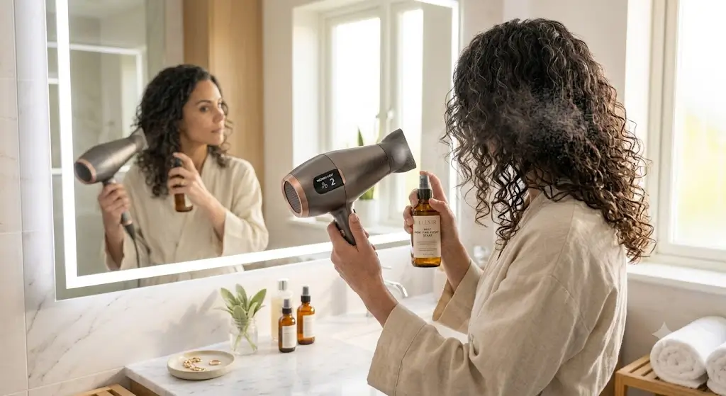 Applying heat protectant before styling