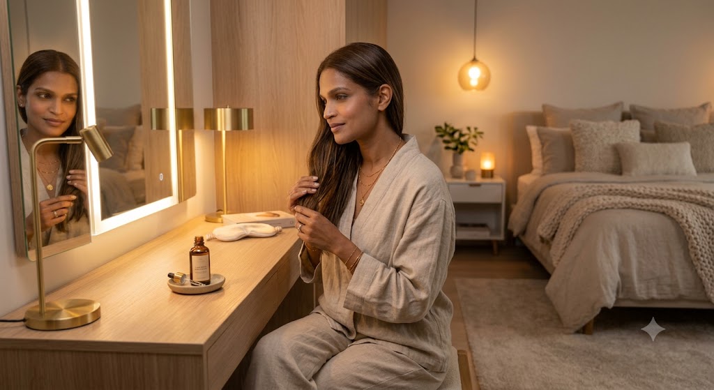 Night hair care routine for color-treated hair