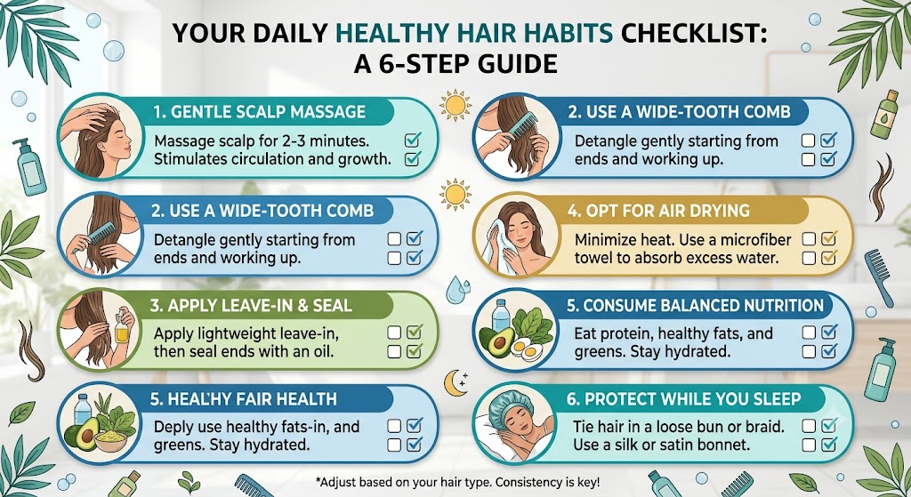 Daily checklist for maintaining healthy hair habits