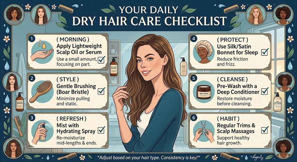 Daily dry hair care checklist