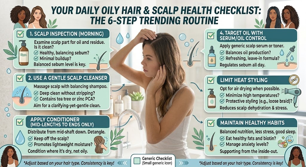Daily oily hair care checklist
