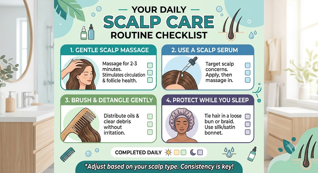 Daily scalp care routine checklist