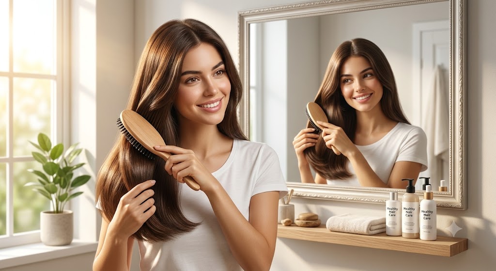 Morning hair care routine for healthy-looking hair