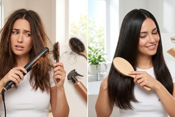 Common hair care mistakes compared with healthy hair care habits