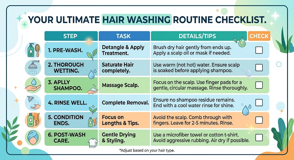 Step-by-step guide showing the correct way to wash hai