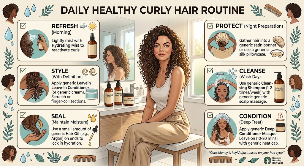 Healthy curly hair daily routine