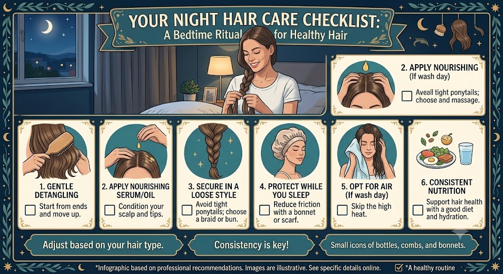 Night hair care checklist before bedtime