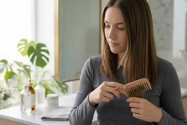 How to detangle hair gently with a wide-tooth comb