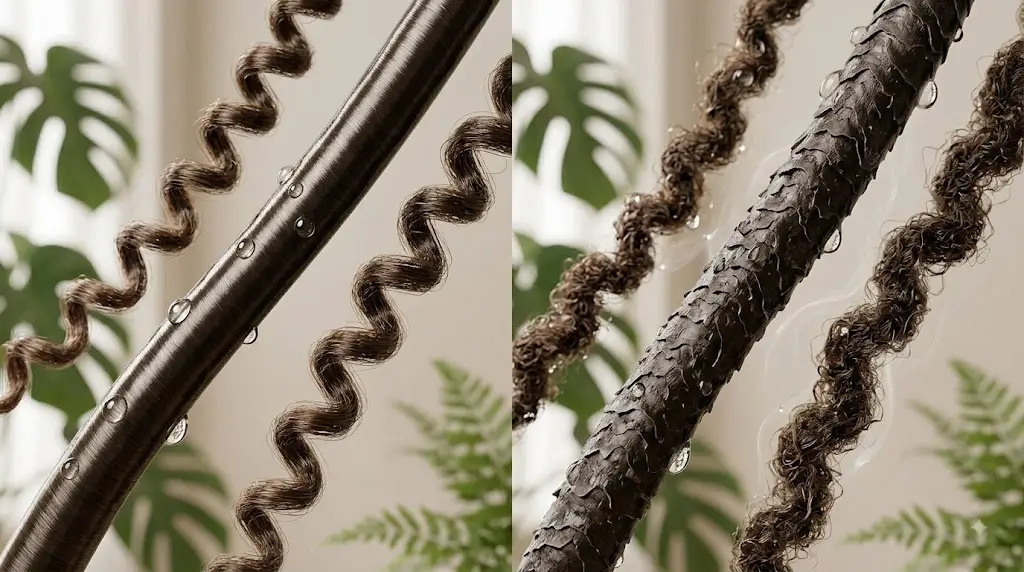 Low vs high porosity hair comparison showing differences in moisture behaviour