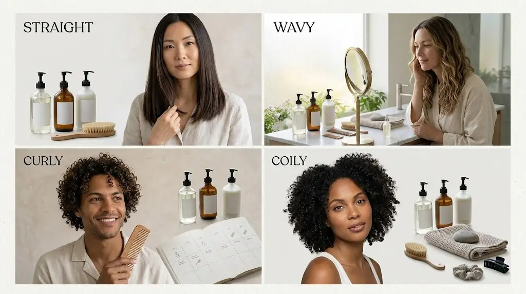 Different hair textures requiring personalised hair care routines