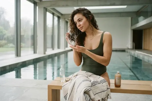Hair care routine for swimmers before entering a pool